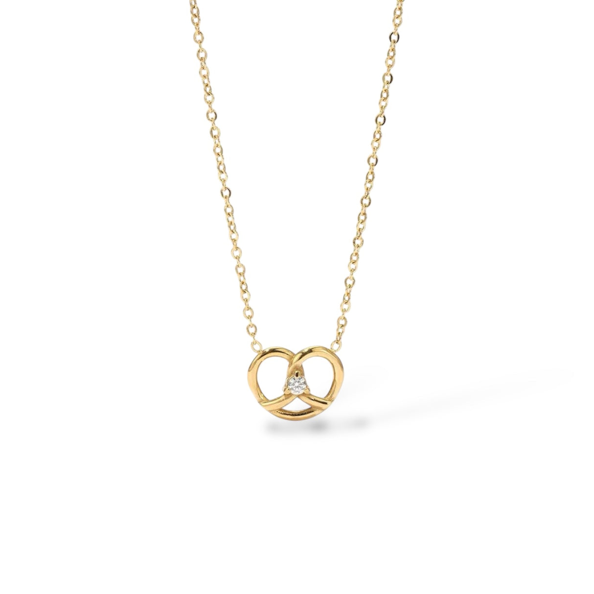 Collier Bretzel or - Acier inoxydable
