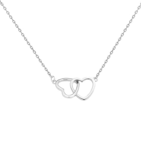 Collier Double coeurs argent - Acier inoxydable