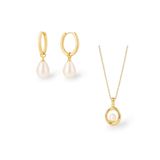 Boucles d'oreilles et collier Opaline or