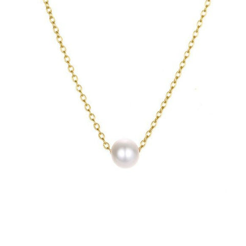 Collier perle solitaire or - Acier inoxydable